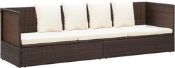 vidaXL - Tuinbed - met - kussens - poly - rattan - bruin