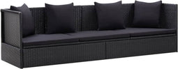 vidaXL - Tuinbed - met - kussens - poly - rattan - zwart