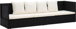 vidaXL - Tuinbed - met - kussens - poly - rattan - zwart