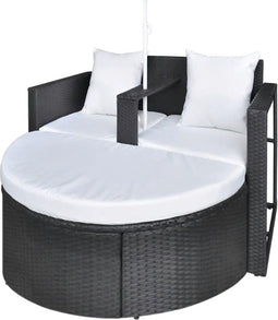 vidaXL - Tuinbed - met - parasol - poly - rattan - zwart