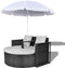 vidaXL - Tuinbed - met - parasol - poly - rattan - zwart