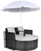 vidaXL - Tuinbed - met - parasol - poly - rattan - zwart
