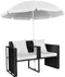 vidaXL - Tuinbed - met - parasol - poly - rattan - zwart