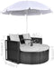 vidaXL - Tuinbed - met - parasol - poly - rattan - zwart