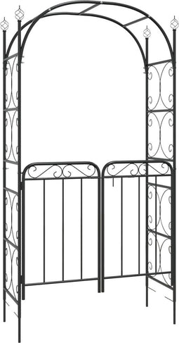 vidaXL-Tuinboog-met-poort-108x45x235-cm-staal-zwart