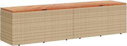 vidaXL - Tuinbox - 220x50x54 - cm - poly - rattan - en - acaciahout - beige