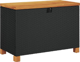 vidaXL - Tuinbox - 80x40x48 - cm - poly - rattan - en - acaciahout - zwart
