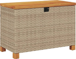 vidaXL - Tuinbox - 80x40x48 - cm - poly - rattan - en - acaciahout - beige