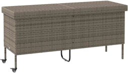 vidaXL - Tuinbox - met - wielen - 160x55x75 - cm - poly - rattan - grijs