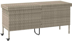 vidaXL - Tuinbox - met - wielen - 160x55x75 - cm - poly - rattan - lichtgrijs