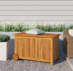 vidaXL - Tuinbox - met - wieltjes - 90x50x58 - cm - massief - acaciahout