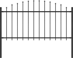 vidaXL - Tuinhek - met - speren - bovenkant - (1,25-1,5)x1,7 - m - staal - zwart