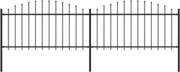 vidaXL - Tuinhek - met - speren - bovenkant - (1,25-1,5)x3,4 - m - staal - zwart