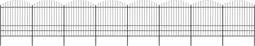 vidaXL - Tuinhek - met - speren - bovenkant - (1,75-2)x13,6 - m - staal - zwart