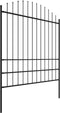 vidaXL - Tuinhek - met - speren - bovenkant - (1,75-2)x13,6 - m - staal - zwart