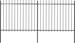 vidaXL - Tuinhek - met - speren - bovenkant - 3,4x1,5 - m - staal - zwart