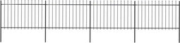 vidaXL - Tuinhek - met - speren - bovenkant - 6,8x1,2 - m - staal - zwart