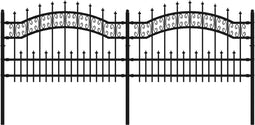 vidaXL - Tuinhek - met - spijlpunten - 115 - cm - gepoedercoat - staal - zwart