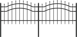 vidaXL - Tuinhek - met - spijlpunten - 115 - cm - gepoedercoat - staal - zwart