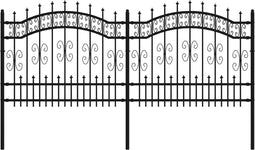 vidaXL - Tuinhek - met - spijlpunten - 140 - cm - gepoedercoat - staal - zwart