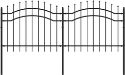 vidaXL - Tuinhek - met - spijlpunten - 140 - cm - gepoedercoat - staal - zwart