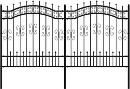 vidaXL - Tuinhek - met - spijlpunten - 165 - cm - gepoedercoat - staal - zwart