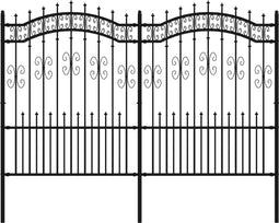vidaXL - Tuinhek - met - spijlpunten - 190 - cm - gepoedercoat - staal - zwart