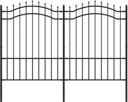 vidaXL - Tuinhek - met - spijlpunten - 190 - cm - gepoedercoat - staal - zwart