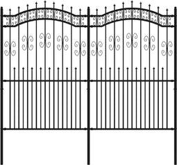 vidaXL - Tuinhek - met - spijlpunten - 222 - cm - gepoedercoat - staal - zwart
