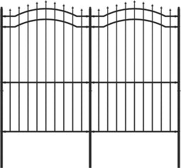 vidaXL - Tuinhek - met - spijlpunten - 222 - cm - gepoedercoat - staal - zwart