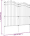 vidaXL - Tuinhek - met - spijlpunten - 222 - cm - gepoedercoat - staal - zwart