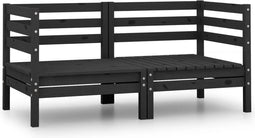 vidaXL - Tuinhoekbank - 2 - st - massief - grenenhout - zwart