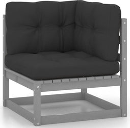 vidaXL - Tuinhoekbank - met - antracietkleurige - kussens - massief - grenenhout