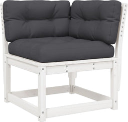 vidaXL - Tuinhoekbank - met - kussens - 73x73x78 - cm - massief - grenenhout - wit