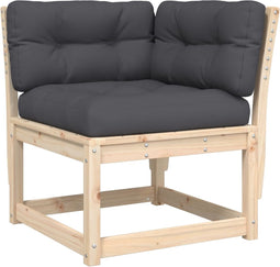 vidaXL - Tuinhoekbank - met - kussens - 73x73x78 - cm - massief - grenenhout