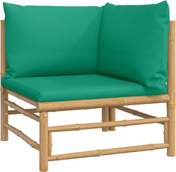 vidaXL - Tuinhoekbank - met - kussens - bamboe - groen