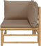 vidaXL - Tuinhoekbank - met - kussens - bamboe - taupe