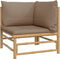 vidaXL - Tuinhoekbank - met - kussens - bamboe - taupe