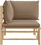 vidaXL - Tuinhoekbank - met - kussens - bamboe - taupe