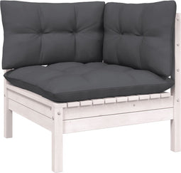 vidaXL - Tuinhoekbank - met - kussens - massief - grenenhout - wit
