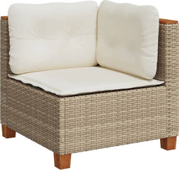 vidaXL - Tuinhoekbank - met - kussens - poly - rattan - beige