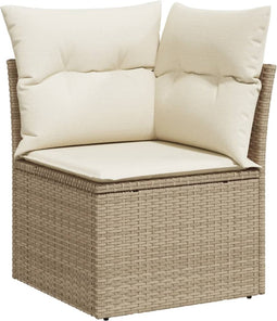 vidaXL - Tuinhoekbank - met - kussens - poly - rattan - beige