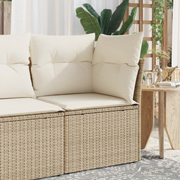 vidaXL - Tuinhoekbank - met - kussens - poly - rattan - beige