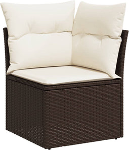 vidaXL - Tuinhoekbank - met - kussens - poly - rattan - bruin