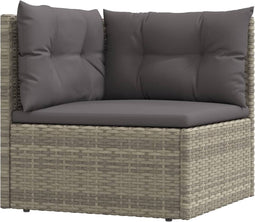 vidaXL - Tuinhoekbank - met - kussens - poly - rattan - grijs