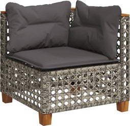 vidaXL - Tuinhoekbank - met - kussens - poly - rattan - grijs