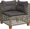 vidaXL - Tuinhoekbank - met - kussens - poly - rattan - grijs