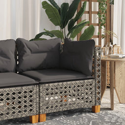 vidaXL - Tuinhoekbank - met - kussens - poly - rattan - grijs