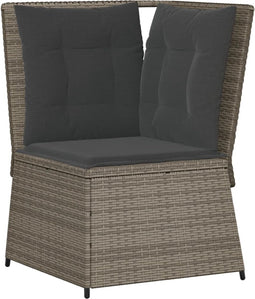 vidaXL - Tuinhoekbank - met - kussens - poly - rattan - grijs
