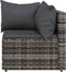 vidaXL - Tuinhoekbank - met - kussens - poly - rattan - grijs